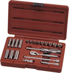 Paramount - 21 Piece 1/4" Drive Chrome Vanadium Finish Deep Well Socket Set - 6 Points, 3/16" to 1/2" Range, Inch Measurement Standard - Caliber Tooling