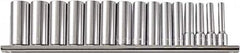 Paramount - 15 Piece 1/2" Drive Chrome Vanadium Finish Deep Well Socket Set - 12 Points, 3/8" to 1-1/4" Range, Inch Measurement Standard - Caliber Tooling