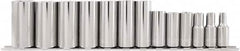 Paramount - 13 Piece 3/8" Drive Chrome Vanadium Finish Deep Well Socket Set - 6 Points, 1/4" to 1" Range, Inch Measurement Standard - Caliber Tooling