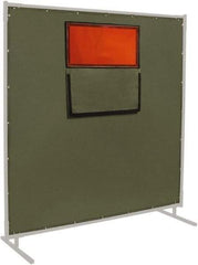 Steiner - 6' High x 8' Wide x 0.012" Thick Cotton Duck & Vinyl Welding Curtain - Olive & Orange, Grommet - Caliber Tooling