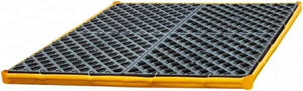 UltraTech - 55 Gal Sump, 2,400 Lb Capacity, 4 Drum, Polyethylene Spill Deck or Pallet - 48" Long x 48" Wide x 7" High, Yellow and Black, Drain Included, Low Profile, 2 x 2 Drum Configuration - Caliber Tooling