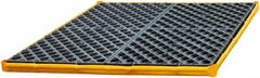 UltraTech - 55 Gal Sump, 2,400 Lb Capacity, 4 Drum, Polyethylene Spill Deck or Pallet - 48" Long x 48" Wide x 7" High, Yellow and Black, Drain Included, Low Profile, 2 x 2 Drum Configuration - Caliber Tooling