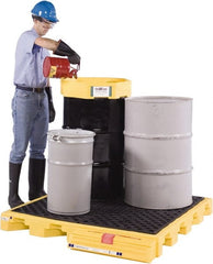 UltraTech - 99 Gal Sump, 6,000 Lb Capacity, 4 Drum, Polyethylene Spill Deck or Pallet - Exact Industrial Supply