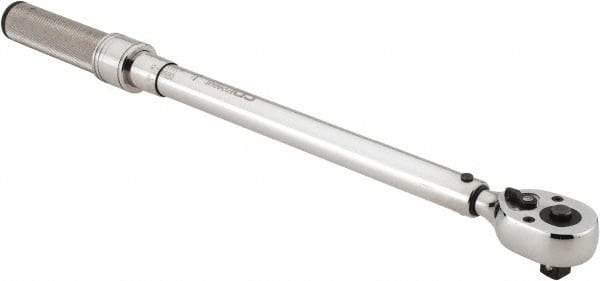 CDI - 1/2" Drive Micrometer Adjustable Torque Wrench - 40 N/m to 200 N/m Torque, 19" OAL, 2 N/m Graduation - Caliber Tooling