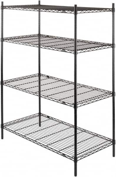 Value Collection - 4 Shelf Wire Shelving - Starter Unit - 48" Wide x 18" Deep x 63" High, - Caliber Tooling