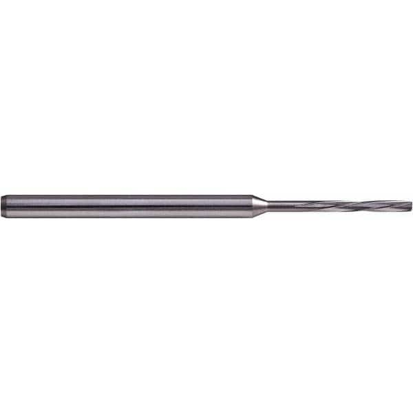 Chucking Reamer: 0.0441″ Dia, 1.9685″ OAL, 0.7087″ Flute Length, Straight Shank, Solid Carbide 4 Flute, RH