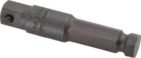 Proto - 3/8" Square Size Hex to Square Adapter - 7/16" Hex Drive, 2-3/4" OAL - Caliber Tooling