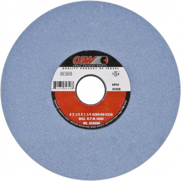 Camel Grinding Wheels - 12" Diam x 3" Hole x 1" Thick, I Hardness, 60 Grit Surface Grinding Wheel - Aluminum Oxide, Type 1, Medium Grade, Vitrified Bond, No Recess - Caliber Tooling