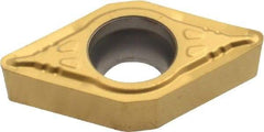 Seco - DCMT32.52 F1 Grade CP500 Carbide Turning Insert - TiAlN/TiN Finish, 55° Diamond, 3/8" Inscr Circle, 5/32" Thick, 1/32" Corner Radius - Caliber Tooling