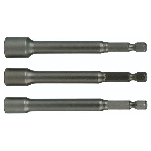 Nut Setter Magnetic 3 Piece Set 1/4, 5/16 & 3/8 × 6″ OAL on 1/4″ Hex Drive - Caliber Tooling