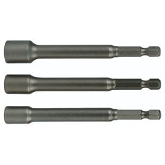 Nut Setter Magnetic 3 Piece Set 1/4, 5/16 & 3/8 × 6″ OAL on 1/4″ Hex Drive - Caliber Tooling