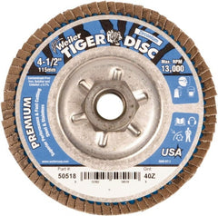 Weiler - 4-1/2" 40 Grit 5/8-11 Center Hole Type 29 Zirconia Alumina Flap Disc - Caliber Tooling