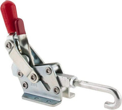 De-Sta-Co - 1,507 Lb Capacity, Horizontal, J Hook, Flanged Base, Carbon Steel Pull Action Latch Clamp - 3/4" Drawing Movement, 8.98" OAL, Straight Handle - Caliber Tooling