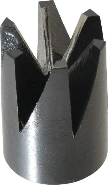 Made in USA - 60° Included Angle, 3/8-24" Hole Thread, Chamfer Edge, High Speed Steel, Outer Tube Edge Finishing Cutter - 7/8" Cutter Head Outside Diam, 1/2" Max Workpiece, 1-1/4" Long, 1/8" Threaded Hole Diam - Caliber Tooling