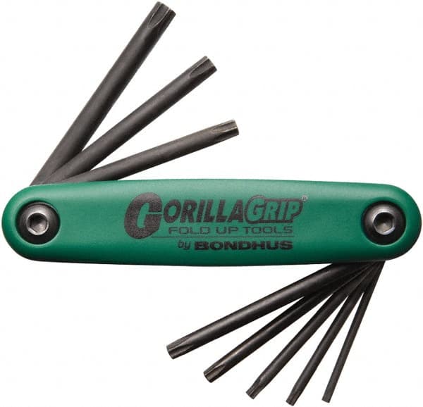 Bondhus - 8 Piece TR9 to T40 Fold-Up Torx Key Set - T9, T10, T15, T20, T25, T27, T30, T40 Torx Size - Caliber Tooling