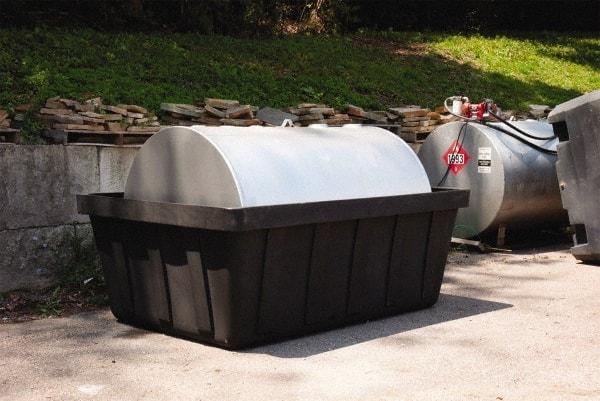 Eagle - 635 Gal Sump, 10,000 Lb Capacity, 1 Drum, Polyethylene Spill Deck or Pallet - 88" Long x 62" Wide x 33" High, Black, Drain Included, Horizontal, 1 Tank Drum Configuration - Caliber Tooling