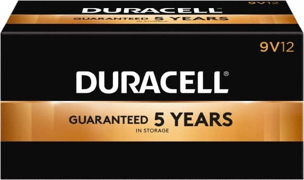 Duracell - Size 9V, Alkaline, 12 Pack, Standard Battery - 9 Volts, Snap Terminal, 6LR61, ANSI 1604A Regulated - Caliber Tooling