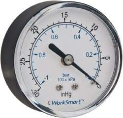 Value Collection - 1-1/2" Dial, 1/8 Thread, 30-0 Scale Range, Pressure Gauge - Center Back Connection Mount, Accurate to 3-2-3% of Scale - Caliber Tooling