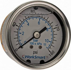 Value Collection - 2" Dial, 1/4 Thread, 0-160 Scale Range, Pressure Gauge - Center Back Connection Mount, Accurate to 3-2-3% of Scale - Caliber Tooling