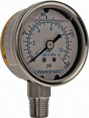 Value Collection - 2" Dial, 1/4 Thread, 0-160 Scale Range, Pressure Gauge - Lower Connection Mount, Accurate to 3-2-3% of Scale - Caliber Tooling