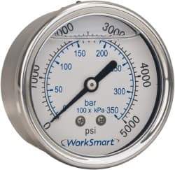 Value Collection - 1-1/2" Dial, 1/8 Thread, 0-100 Scale Range, Pressure Gauge - Center Back Connection Mount, Accurate to 3-2-3% of Scale - Caliber Tooling