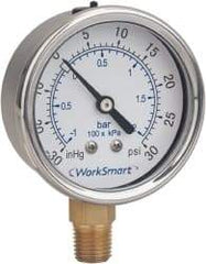 Value Collection - 2" Dial, 1/4 Thread, 0-200 Scale Range, Pressure Gauge - Lower Connection Mount, Accurate to 3-2-3% of Scale - Caliber Tooling