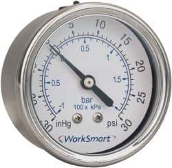 Value Collection - 2-1/2" Dial, 1/4 Thread, 0-15 Scale Range, Pressure Gauge - Center Back Connection Mount, Accurate to 3-2-3% of Scale - Caliber Tooling