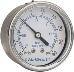 Value Collection - 2-1/2" Dial, 1/4 Thread, 0-200 Scale Range, Pressure Gauge - Center Back Connection Mount, Accurate to 3-2-3% of Scale - Caliber Tooling