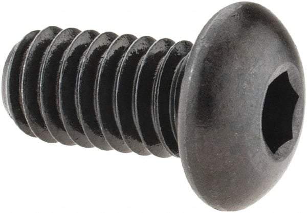 Made in USA - 5/16-18 UNC Hex Socket Drive, Button Screw - Alloy Steel, Black Oxide Finish, Fully Threaded, 5/8" Length Under Head - Caliber Tooling