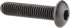 Made in USA - #10-32 UNF Hex Socket Drive, Button Screw - Alloy Steel, Black Oxide Finish, Fully Threaded, 7/8" Length Under Head - Caliber Tooling