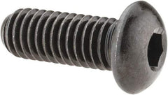 Made in USA - 3/8-16 UNC Hex Socket Drive, Button Screw - Alloy Steel, Black Oxide Finish, Fully Threaded, 1" Length Under Head - Caliber Tooling