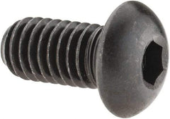 Made in USA - 3/8-16 UNC Hex Socket Drive, Button Screw - Alloy Steel, Black Oxide Finish, Fully Threaded, 3/4" Length Under Head - Caliber Tooling