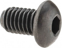 Made in USA - 3/8-16 UNC Hex Socket Drive, Button Screw - Alloy Steel, Black Oxide Finish, Fully Threaded, 5/8" Length Under Head - Caliber Tooling