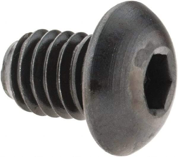 Made in USA - 3/8-16 UNC Hex Socket Drive, Button Screw - Alloy Steel, Black Oxide Finish, Fully Threaded, 1/2" Length Under Head - Caliber Tooling