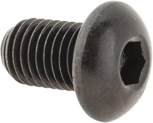 Made in USA - 5/16-24 UNF Hex Socket Drive, Button Screw - Alloy Steel, Black Oxide Finish, Fully Threaded, 1/2" Length Under Head - Caliber Tooling