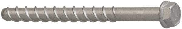 Elco - 3/8" Diam, 4" Length Under Head, Hex Drive, Concrete Screw & Masonry Fastener - Alloy Steel, StalGard Silver Finish, Includes 9/16" Drill Bit - Caliber Tooling