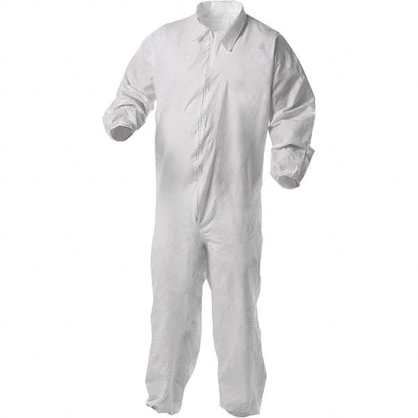 KleenGuard - Size 3XL Film Laminate General Purpose Coveralls - White, Zipper Closure, Elastic Cuffs, Elastic Ankles, Serged Seams - Caliber Tooling