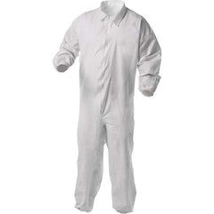 KleenGuard - Size L Film Laminate General Purpose Coveralls - White, Zipper Closure, Elastic Cuffs, Elastic Ankles, Serged Seams - Caliber Tooling