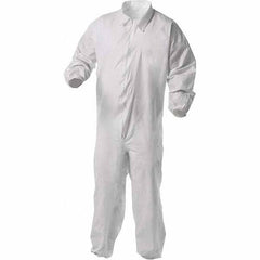 KleenGuard - Size XL Film Laminate General Purpose Coveralls - White, Zipper Closure, Elastic Cuffs, Elastic Ankles, Serged Seams - Caliber Tooling