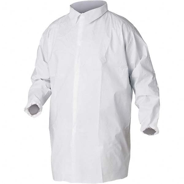 KleenGuard - Size 3XL White Lab Coat without Pockets - Microporous Film Laminate, Snap Front, Elastic Cuffs - Caliber Tooling