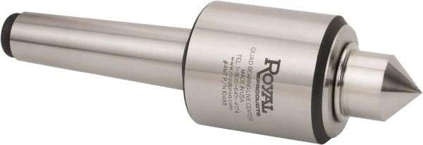 Royal Products - MT5 Morse Taper, 2.45" Head Diam Live Center - 5,000 Max RPM, 2.78" Head Length, 1-1/4" Point Diam, 1.47" Point Len, 2,240 Lb Max Workpc, Male Point - Caliber Tooling