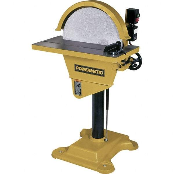 Jet - 20" Diam, 1,720 RPM, Three Phase Disc Sanding Machines - 10-1/2" Long Table x 27-1/2" Table Width, - Caliber Tooling