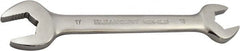 Paramount - 16mm x 17mm Standard Open End Wrench - 7-9/32" OAL, Double End, Full Polish Finish, 15° Head Angle - Caliber Tooling