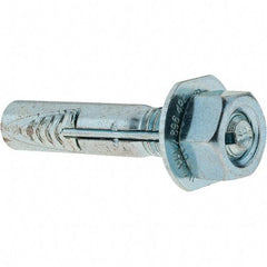 Value Collection - 3/8" Diam, 3/8" Drill, 2" OAL, Wedge Expansion Concrete Anchor - Steel, Zinc-Plated Finish, Hex Nut Head, Hex Drive, 3/4" Thread Length - Caliber Tooling