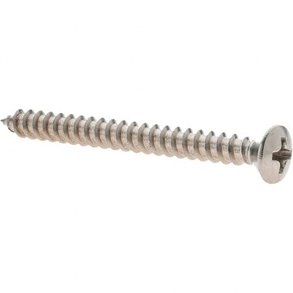 Value Collection - #8 Oval Head Phillips Sheet Metal Screw - Stainless Steel, 1-3/4" Length Under Head, Grade 18-8 - Caliber Tooling