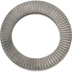 Made in USA - 1.1496" OD, Uncoated, Stainless Steel Wedge Lock Washer - Grade 316L, 0.7598 to 0.7756" ID - Caliber Tooling