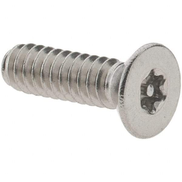 Value Collection - #6-32 UNC Pin In Torx Drive, Flat Screw - Grade 18-8 Stainless Steel, Uncoated, 1/2" OAL - Caliber Tooling