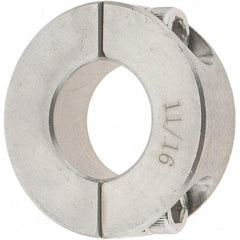 Value Collection - 11/16" Bore, Stainless Steel, Two Piece Two Piece Split Shaft Collar - 1-1/2" Outside Diam, 1/2" Wide - Caliber Tooling