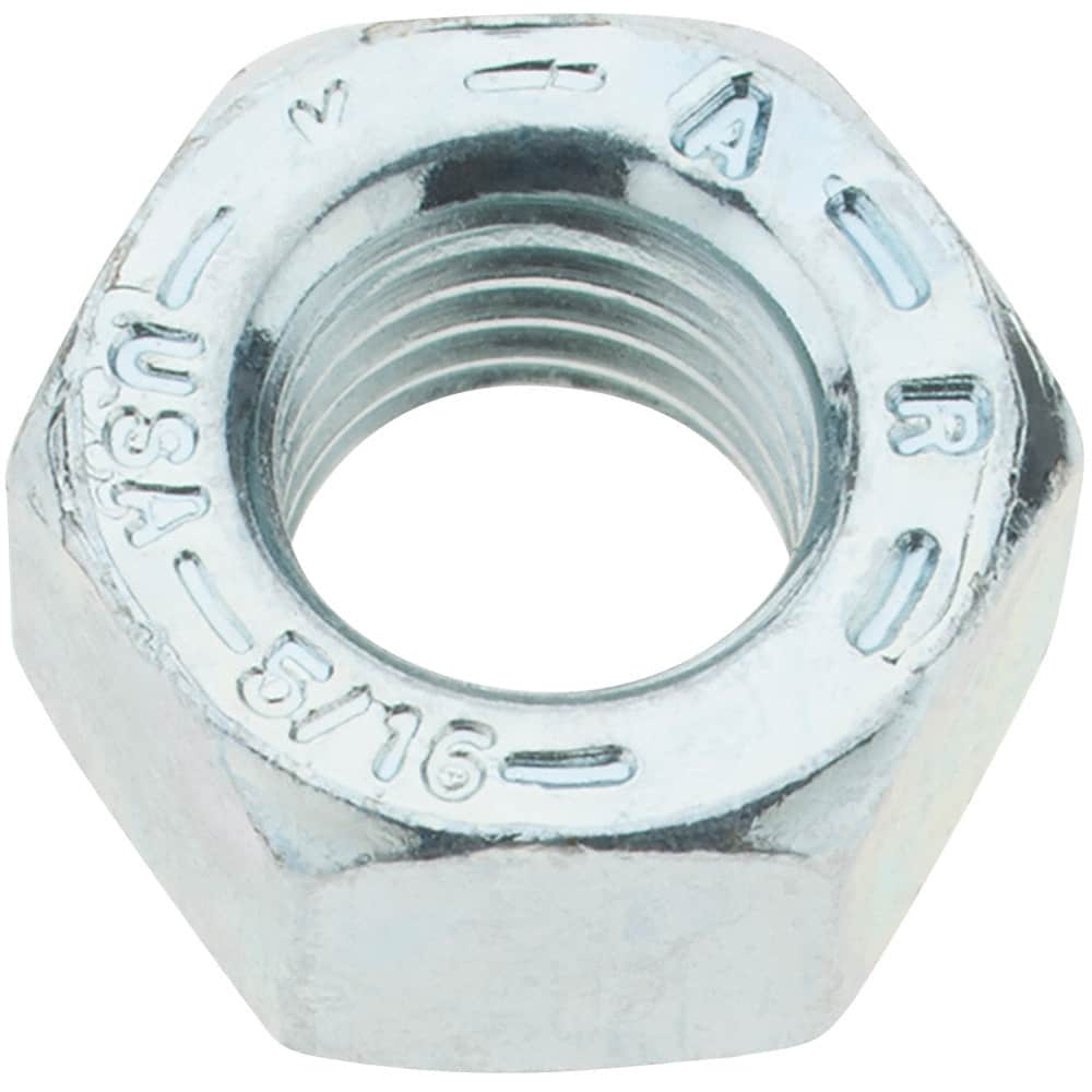 Value Collection - 5/16-24 UNF Steel Right Hand Hex Nut - 1/2" Across Flats, 17/64" High, Zinc Yellow Dichromate Finish - Caliber Tooling