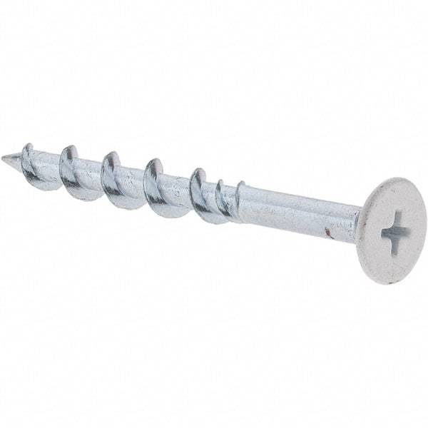 Value Collection - 1/4", 2-1/4" Length Under Head, Phillips Drive Wafer Head, Steel Drywall Screws - White Finish, Grade 1018 - Caliber Tooling